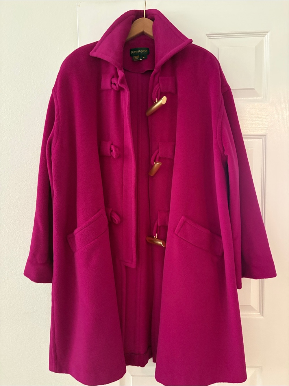 Vintage and rare Dark pink/ purple Wool and Cashmere Pea Coat by Donna Karan NY